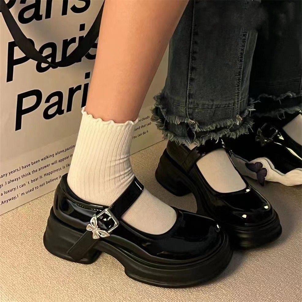 DISHULAN  giày búp bê Mary Jane Lolita Đế da mềm đế êm thời trang Đẳng cấp Thời thượng Điều chỉnh được Cá tính Tự nhiên FLF23B0YAV 48Z231130