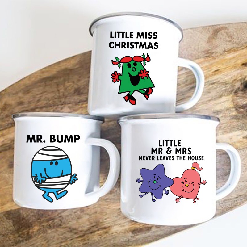 Little miss mr men lấy cảm hứng từ mới lạ trò đùa vui nhộn phim hoạt hình cà phê trà cốc quà tặng quà tráng men bán buôn cà phê cốc trà sữa