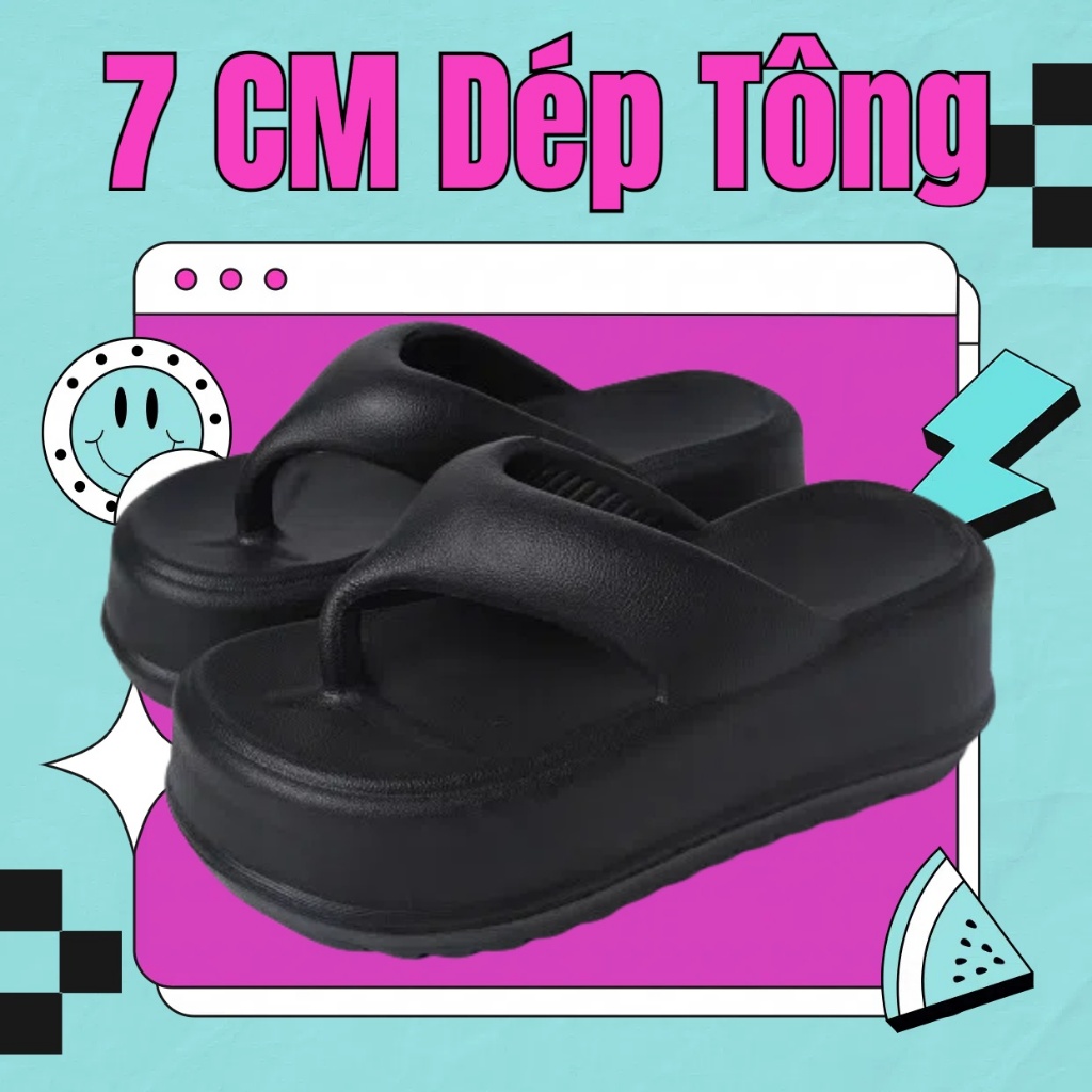 Dép tông xỏ ngón độn đế 7cm, dép xỏ ngón đi biển chọn tăng 1 size
