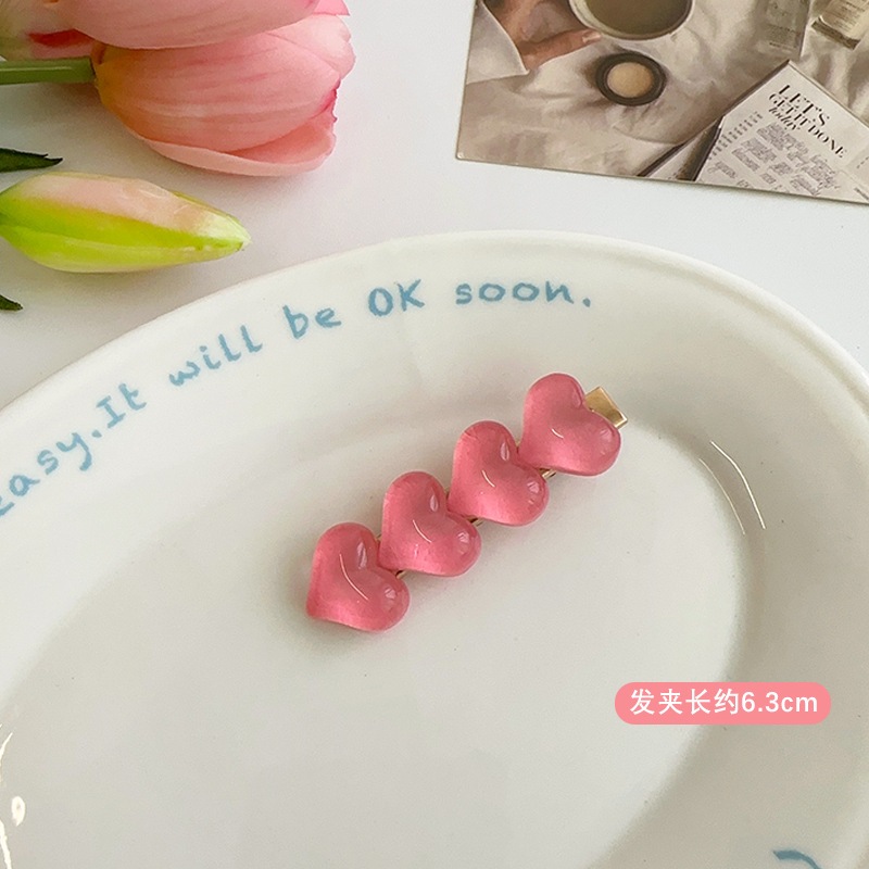 Kẹp Tóc Mái Trán Màu Hồng Hình Trái Tim Dễ Thương