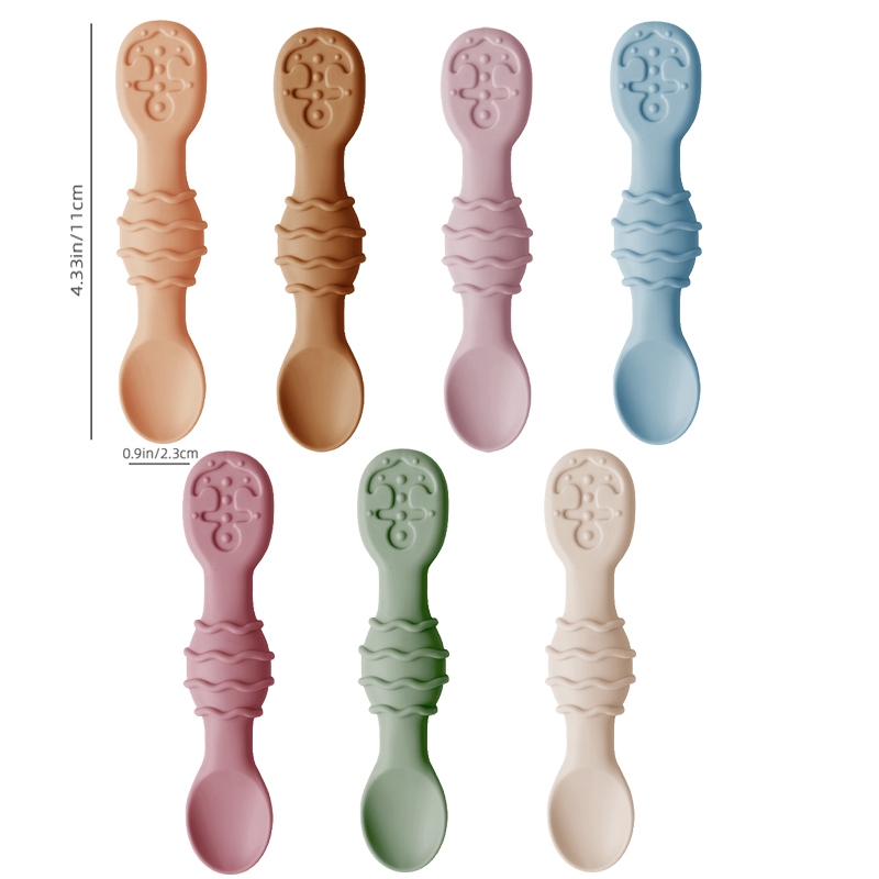 Muỗng Tập Ăn mini Bằng silicone Không bpa An Toàn Thực Phẩm Cho Bé