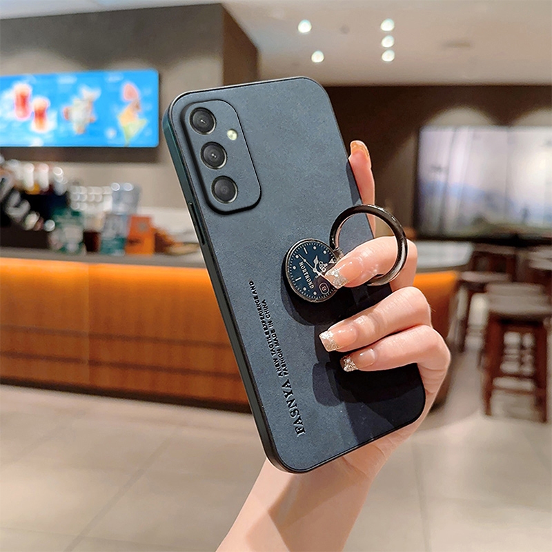 Dành Cho Samsung Galaxy A25 Ốp Lưng Chống Sốc PU Lerther Nhẫn Ngón Tay Vỏ Điện Thoại Cho Samsung A25