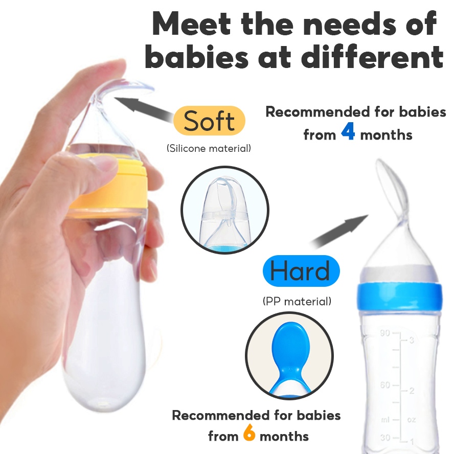 Bình thìa ăn dặm cho bé set 8 trong 1 Silicon thìa Túi nhai Bình ăn bột Ống hút Cho bé 6 tháng