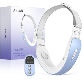 Máy massage nâng cơ mặt thon gọn EMS ANLAN màu đỏ / xanh dương