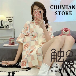 Bộ đồ ngủ nữ mỏng dễ thương cộng với kích thước sinh viên bộ đồ mặc nhà bộ đồ ngắn tay ngắn bộ đồ ngủ
