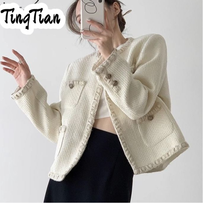 TINGTIAN áo khoác dù áo khoác áo dạ tweed bomber New Style Chất lượng cao casual comfortable WJK23B0WWX 48Z231128