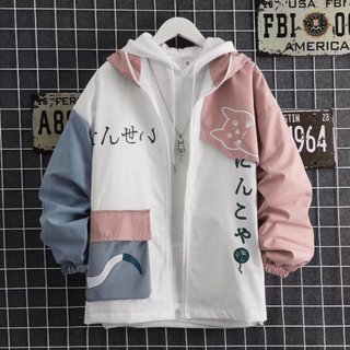 Áo Khoác Cardigan Có Nón Dáng Rộng In Họa Tiết Mèo Hoạt Hình Phong Cách Hàn Quốc Thời Trang Cho Học Sinh