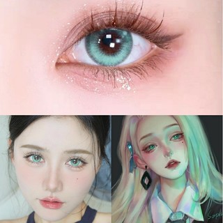 1 Cặp Kính Áp Tròng Màu Xanh Lá 14.5mm 0.00 Độ Dùng Để Hóa Trang Cho Nữ