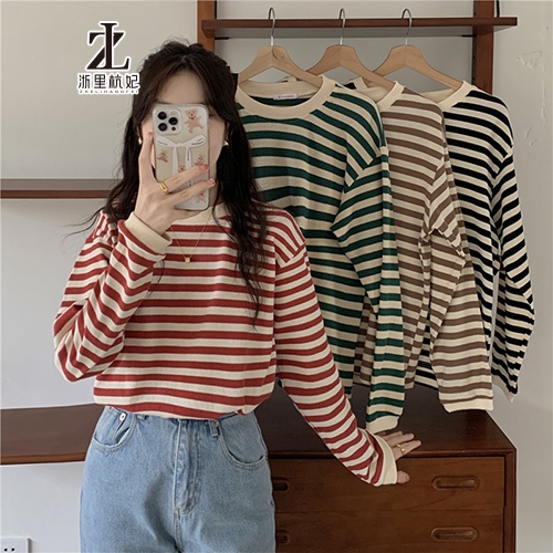 ZHELIHANGFEI Áo Len Tay Dài Form Rộng Họa Tiết Sọc Dễ Phối Đồ | BigBuy360 - bigbuy360.vn