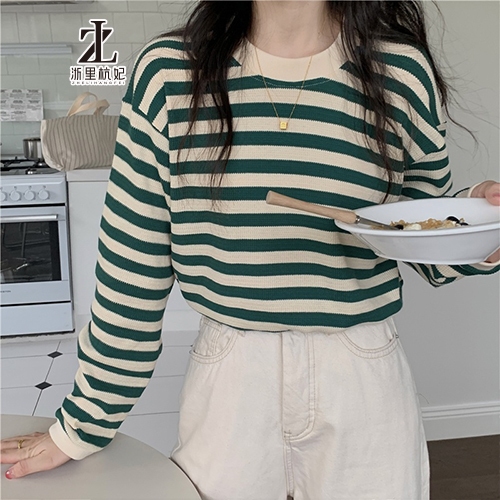 ZHELIHANGFEI Áo Len Tay Dài Form Rộng Họa Tiết Sọc Dễ Phối Đồ | BigBuy360 - bigbuy360.vn