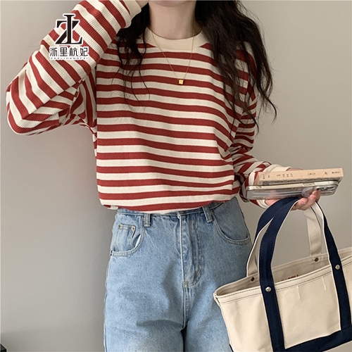 ZHELIHANGFEI Áo Len Tay Dài Form Rộng Họa Tiết Sọc Dễ Phối Đồ | BigBuy360 - bigbuy360.vn