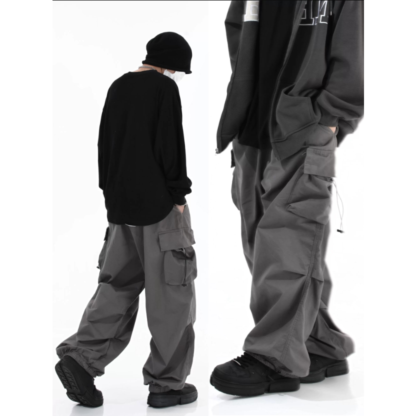 2043-Quần túi hộp nam The Heaven vải kaki dù dây rút thành quần jogger ống rộng bigsize thu đông
