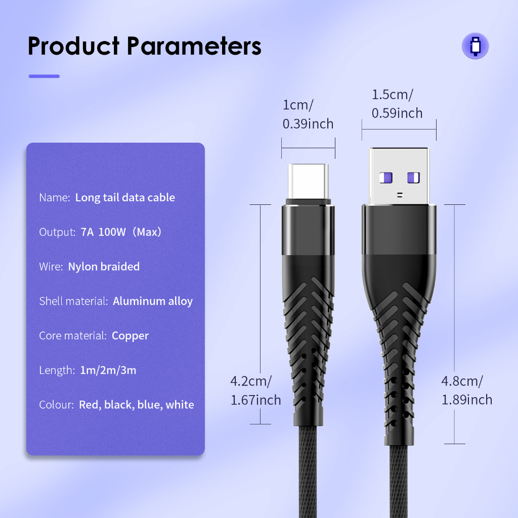Dây Cáp Sạc Nhanh USB Loại C 7A 100W Cho Huawei OPPO Vooc Realme POCO F2 F3 X3 Samsung Xiaomi USBC 1m 2m 3m