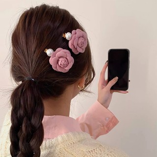 Kẹp tóc mỏ vịt đính hoa trà ngọt ngào phong cách mới cho nữ