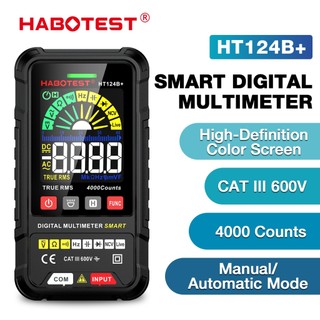 Habotest ht124 đồng hồ vạn năng kỹ thuật số thông minh 600v ac/dc đo điện áp tự động phạm vi rms thực 4000 đếm nvc