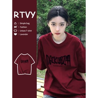「RTVY」 Áo Thun Cotton Ngắn Tay Dáng Rộng Phong Cách Mỹ Thời Trang Mùa Hè Cho Nữ