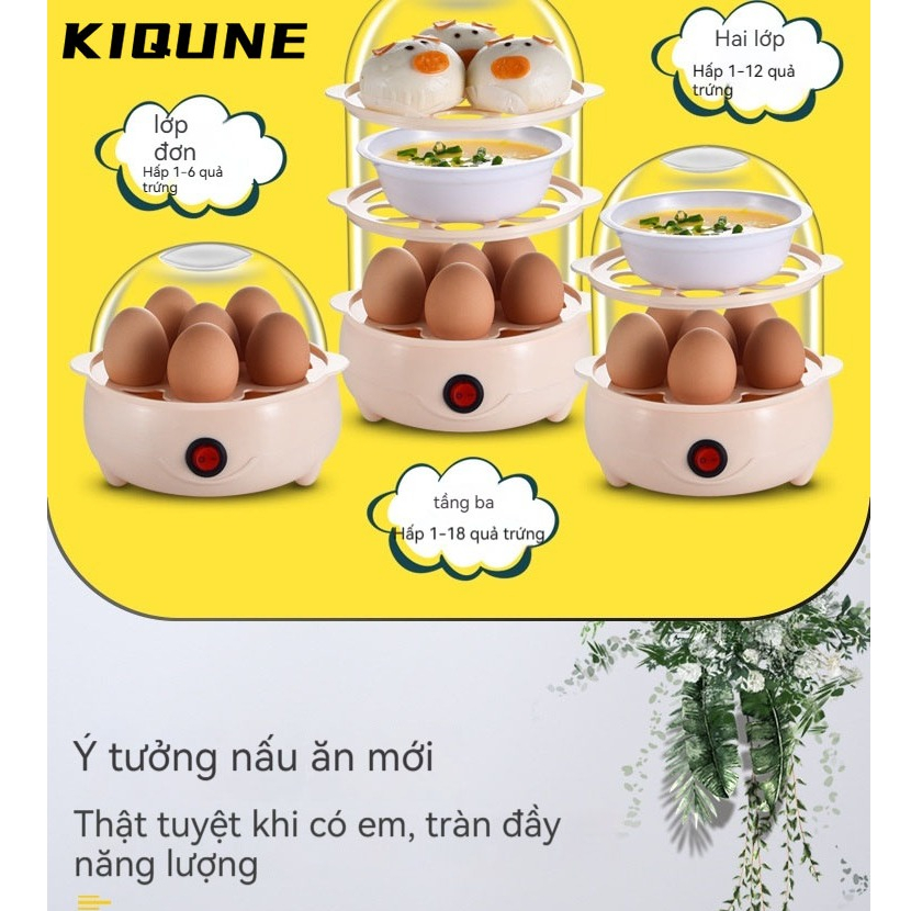 KIQUNE Máy Hấp Trứng mini Tự Động Chống Khô Tiện Dụng Cho Gia Đình HRY23C0319 49Z231205