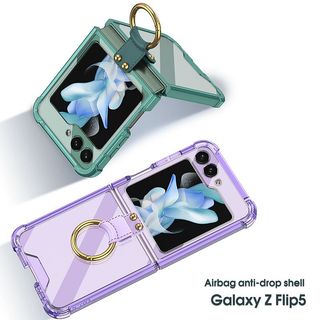 ZFlip5 Ốp Điện Thoại Trong Suốt Chống Sốc Có Vòng Đỡ Gập Cho Samsung Galaxy Z Flip 3 Z Flip 4 Flip3 zflip4 5G zflip5