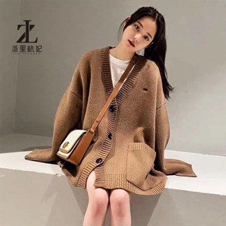 Áo khoác cardigan ZHELIHANGFEI dệt kim tay dài dáng rộng thời trang thu đông dành cho nữ
