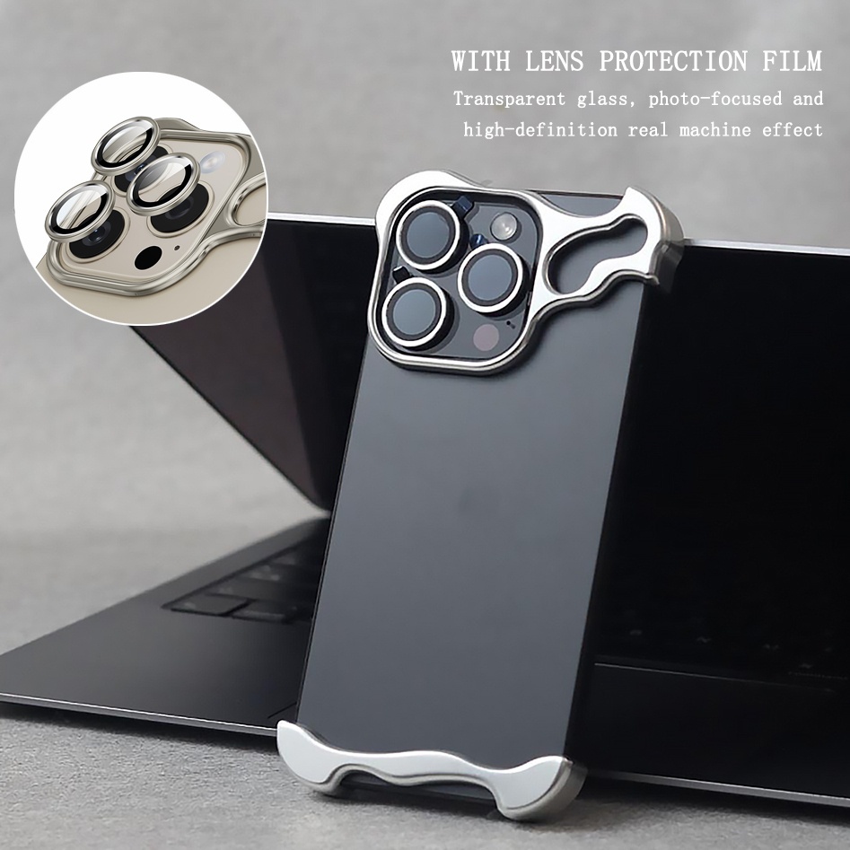Ốp Điện Thoại Hợp Kim Titan Bảo Vệ Ống Kính Máy Ảnh Cho IPhone 16 15 14 13 12 Pro Max 15Plus