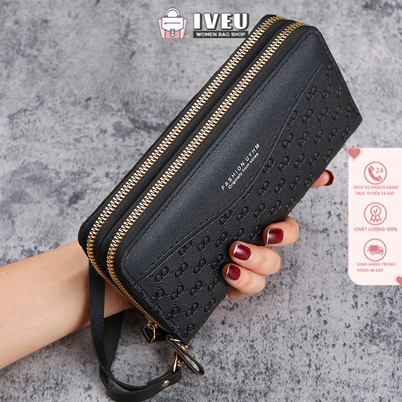 Mới Ví Dài Đa Năng Cỡ Lớn Có Khóa Kéo Thiết Kế Đơn Giản Thời Trang Cho Nữ Ốp