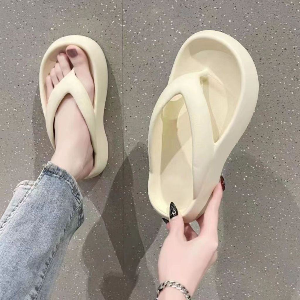 Dép xỏ ngón nam mùa hè chống trượt bãi biển đế dày dép dép cao đế bằng