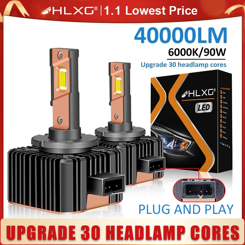 Bộ 2 Đèn Pha led hlxg canbus d3s d1s d2s d4s d5s d8s d1r d2r d3r turbo 40000lm csp chip 6000k 90w 1: