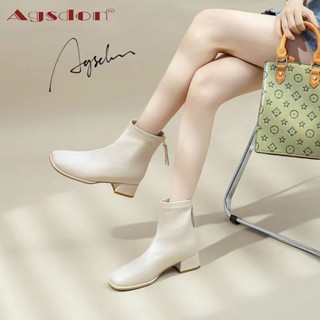  Agsdon Giày Bốt Martin Lót Lông Cừu Mỏng Đế Dày Phong Cách Mới 2025 Cho Nữ 