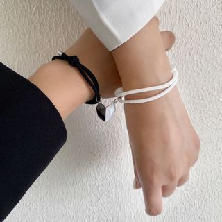 Bộ 2 Vòng Tay RINHOO FRIENDSHIP Dây Da Mặt Nam Châm Cho Cặp Đôi