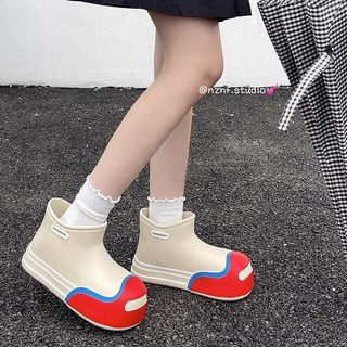 GUDETU❤Dép Đi Mưa Đế Dày Chống Thấm Nước Màu Sắc Ngọt Ngào Thời Trang Cho Cặp Đôi