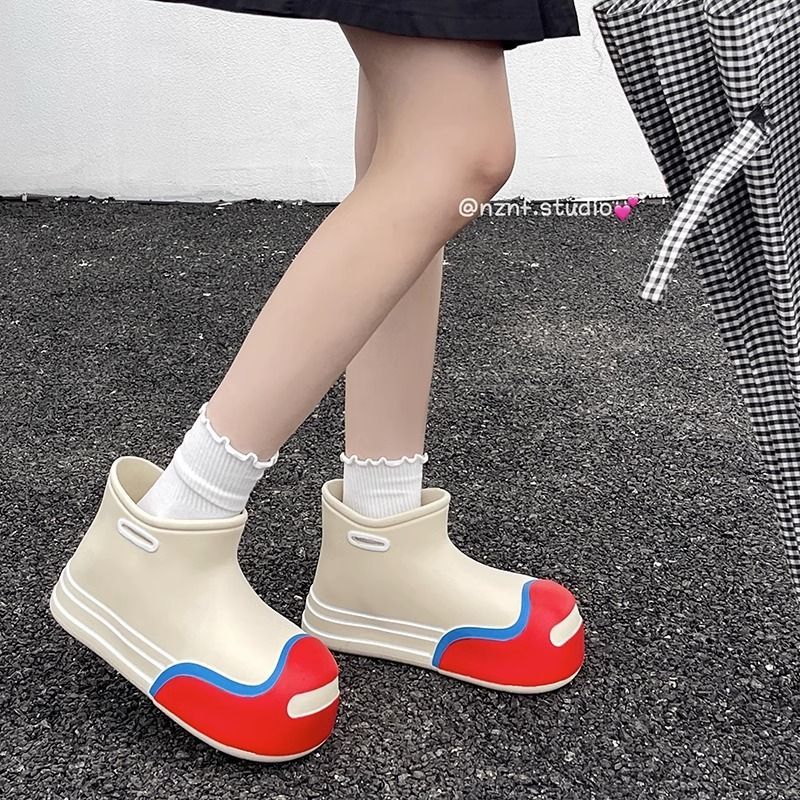 GUDETU❤Dép Đi Mưa Đế Dày Chống Thấm Nước Màu Sắc Ngọt Ngào Thời Trang Cho Cặp Đôi