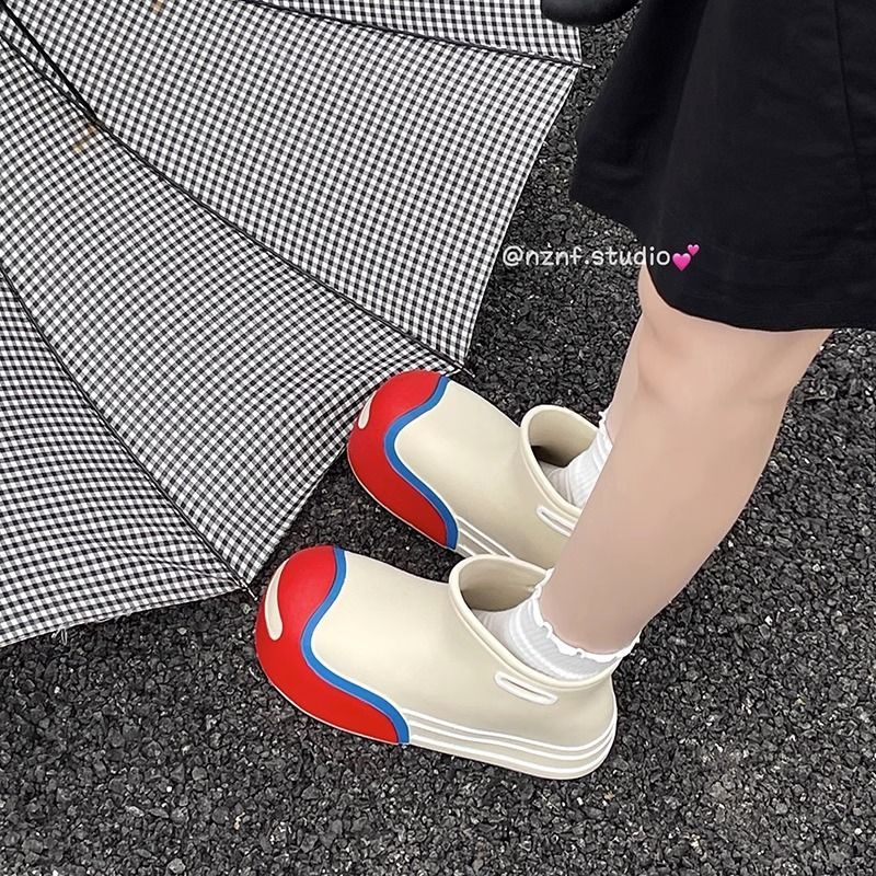 GUDETU❤Dép Đi Mưa Đế Dày Chống Thấm Nước Màu Sắc Ngọt Ngào Thời Trang Cho Cặp Đôi