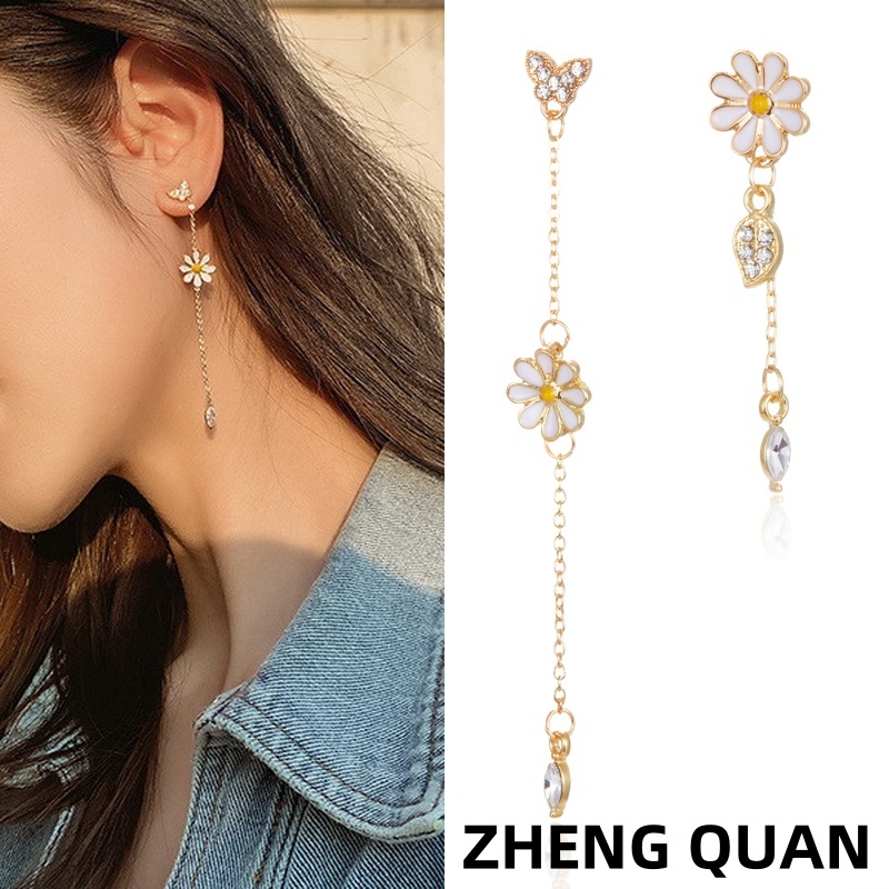 Bông Tai s925 Hình Cánh Hoa Đính Đá Pha Lê Tím Thời Trang Cho Nữ