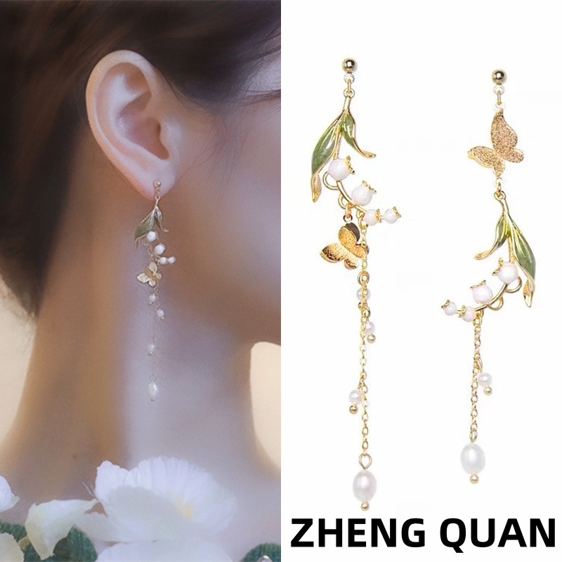 Bông Tai s925 Hình Cánh Hoa Đính Đá Pha Lê Tím Thời Trang Cho Nữ