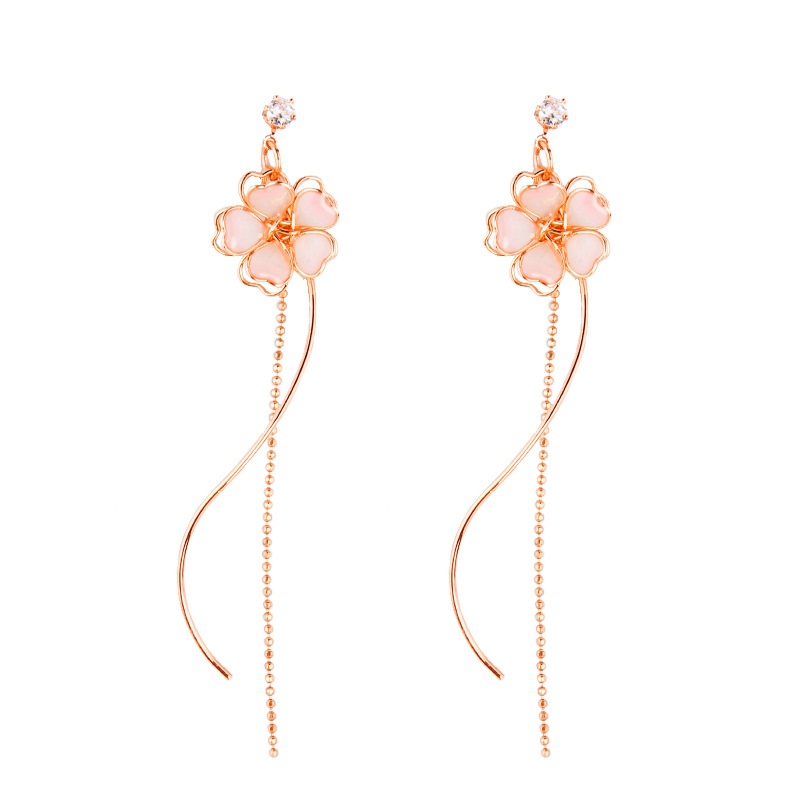 Bông Tai s925 Hình Cánh Hoa Đính Đá Pha Lê Tím Thời Trang Cho Nữ