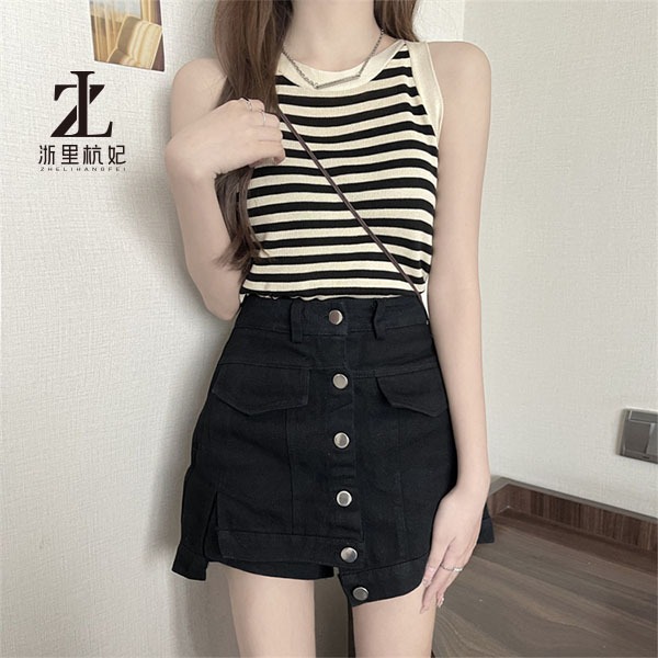 ZHELIHANGFEI Áo dệt kim hai dây họa tiết kẻ sọc phong cách cổ điển thời trang mùa hè cho nữ | BigBuy360 - bigbuy360.vn