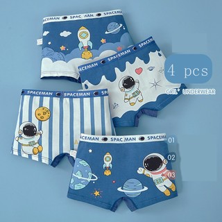 Set 4 Quần Lót cotton Thoải Mái Họa Tiết Hoạt Hình Cho Bé Trai 2-13 Tuổi