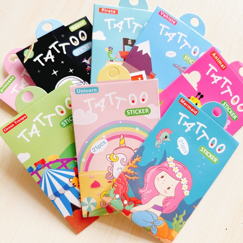 21 Miếng Hàn Quốc Tươi Khủng Long Động Vật Kỳ Lân Hình Xăm Dán Nàng Tiên Cá Halloween Hoạt Hình Hình Hình Xăm Dán