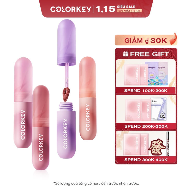 【COLORKEY】Son Môi Colorkey Lip Mousse Lip Mud Màu Nhung Mờ Xinh Xắn 2g