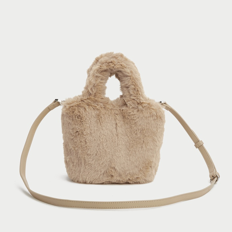 Túi xách lông nhung in chữ thời trang thu đông dễ thương cho nữ