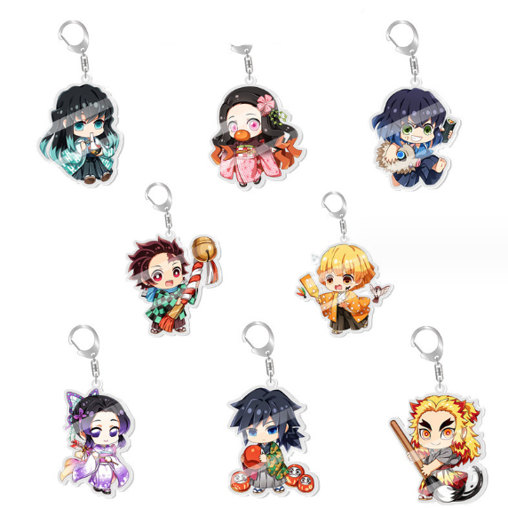 Móc Khóa Acrylic Hai Mặt Hình Demon Slayer Merchandise Nezuko Tanjiro Tokito Muichiro