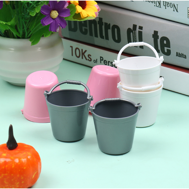 Set 2 mô hình xô mini trang trí nhà búp bê xinh xắn