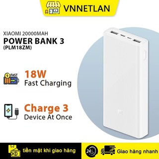 Sạc dự phòng VNNETLAN Xiaomi gen 3 20000 mAh/ Xiaomi PLM18ZM 18w 20000 mAh