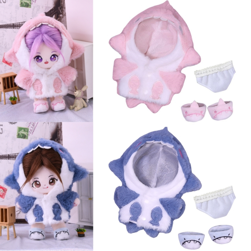 Mới Set Quần Áo Cá Mập Dễ Thương Cho Búp Bê 20cm