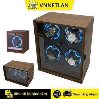 VNNETLAN Hộp Xoay Đồng Hồ Cơ - Tủ Lắc Lên Cót Đồng Hồ Tự Động Quay Cao Cấp-Hiệu ứng ánh sáng RGB