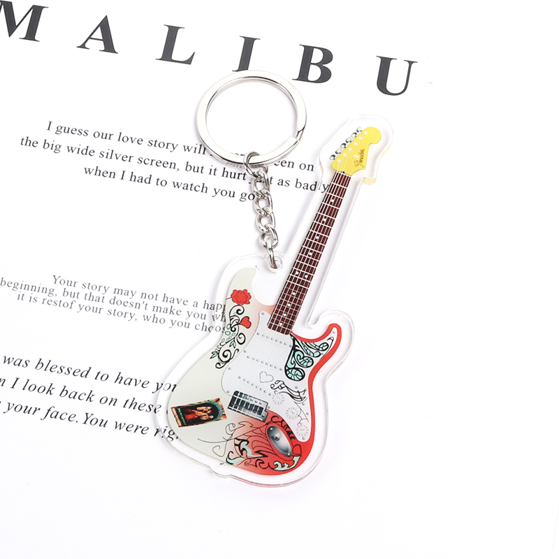 Móc Khóa Mô Hình Đàn guitar Điện Fanta Hai Đầu Bằng Acrylic