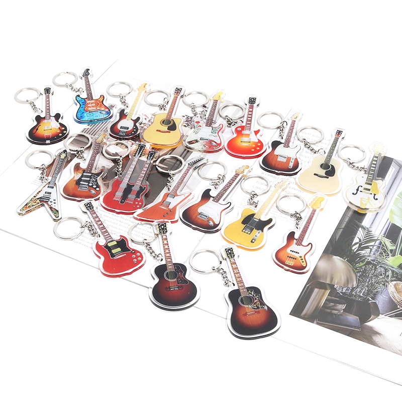 Móc Khóa Mô Hình Đàn guitar Điện Fanta Hai Đầu Bằng Acrylic