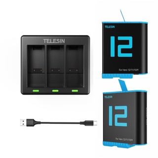 Telesin bộ sạc pin 3 chiều 2 pin cho gopro hero 9 / hero 10 gopro 12 11 10 9