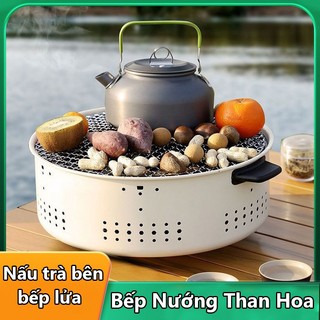 Bếp nướng than không khói, bếp nướng nhỏ ngoài trời, lớp lót inox có thể tháo rời, bếp nướng di động