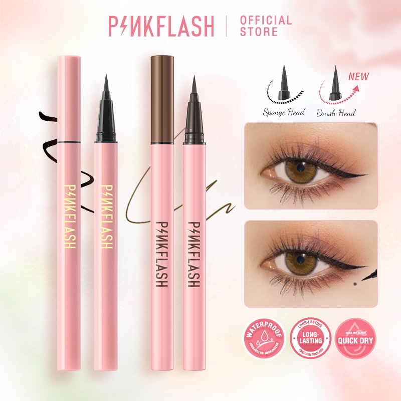 Bút kẻ mắt Pinkflash dạng lỏng nhanh khô màu đen màu nâu chất lì chống nước lâu trôi 30g